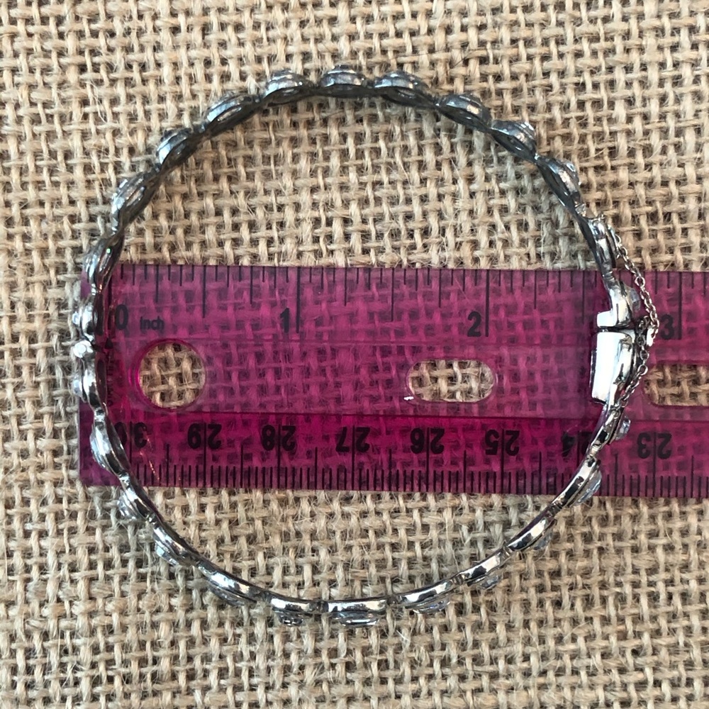 Rare Silpada CZ Artisan Sterling Silver .925 Bangle Bracelet w/ Safety Chain - Picture 7 of 7
